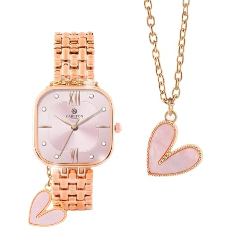 Carlton London Chelsea Women Stainless Steel Analog Watch | Gold-Pink Waterproof Watches for Women Girls Ladies | Fashionable Trendy Quartz Movement Wrist Watch - CLSSCPNK