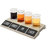 MyGift Craft Beer Flight Tasting Sampler Serving Set with 4 Drinking Glass Cups, Chalkboard Labels...