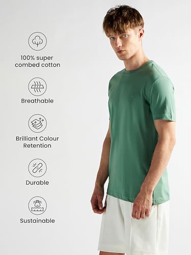 Image of Clans & Hans Men's Super Combed Cotton T Shirt, Regular Fit Round Neck Tshirt, Half Sleeves, Plain T-Shirt for Men