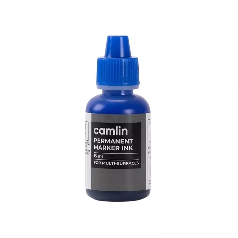 Camlin Kokuyo 2 Permanent Marker Ink – Blue Refill Ink (15ml, Pack of 2) | Quick-Drying, Long-Lasting & Smooth Writing E