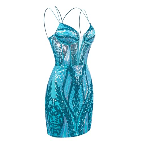 Spaghetti Straps Homecoming Dresses for Teens Sparkly Sequin Short Tight Cocktail Party Gown2