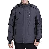 CAMEL CROWN Men's Mountain Snow Waterproof Ski Jacket Detachable Hood Windproof Fleece Parka Rain Jacket Winter Coat