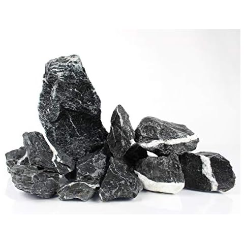 Fish Tank Stones Rocks for Aquarium - Natural Decoration - Improves Water Parameters - Perfect for Caves Shelters (1kg(3-5 small pieces), Dark Grey) Cover