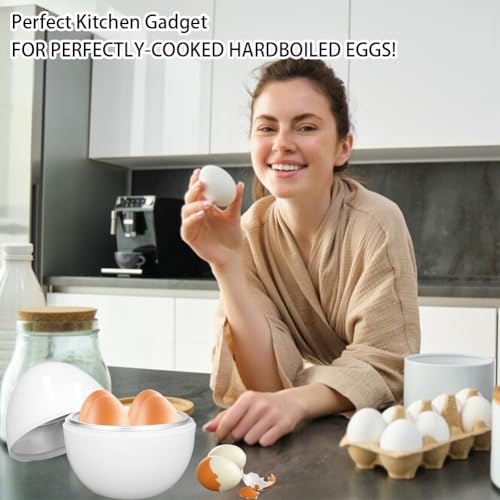 Eierkocher hart gekochte Eierkocher 4 Eier Kapazität Kompaktes Design ABS Material Eierform Mikrowelle Funktion Eierkocher – Bild 3