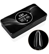 Cycullinyt 600PCS Medium Stiletto Nail Tips, Pre-shaped Clear Fake Nails Tips with box - 14 Sizes...