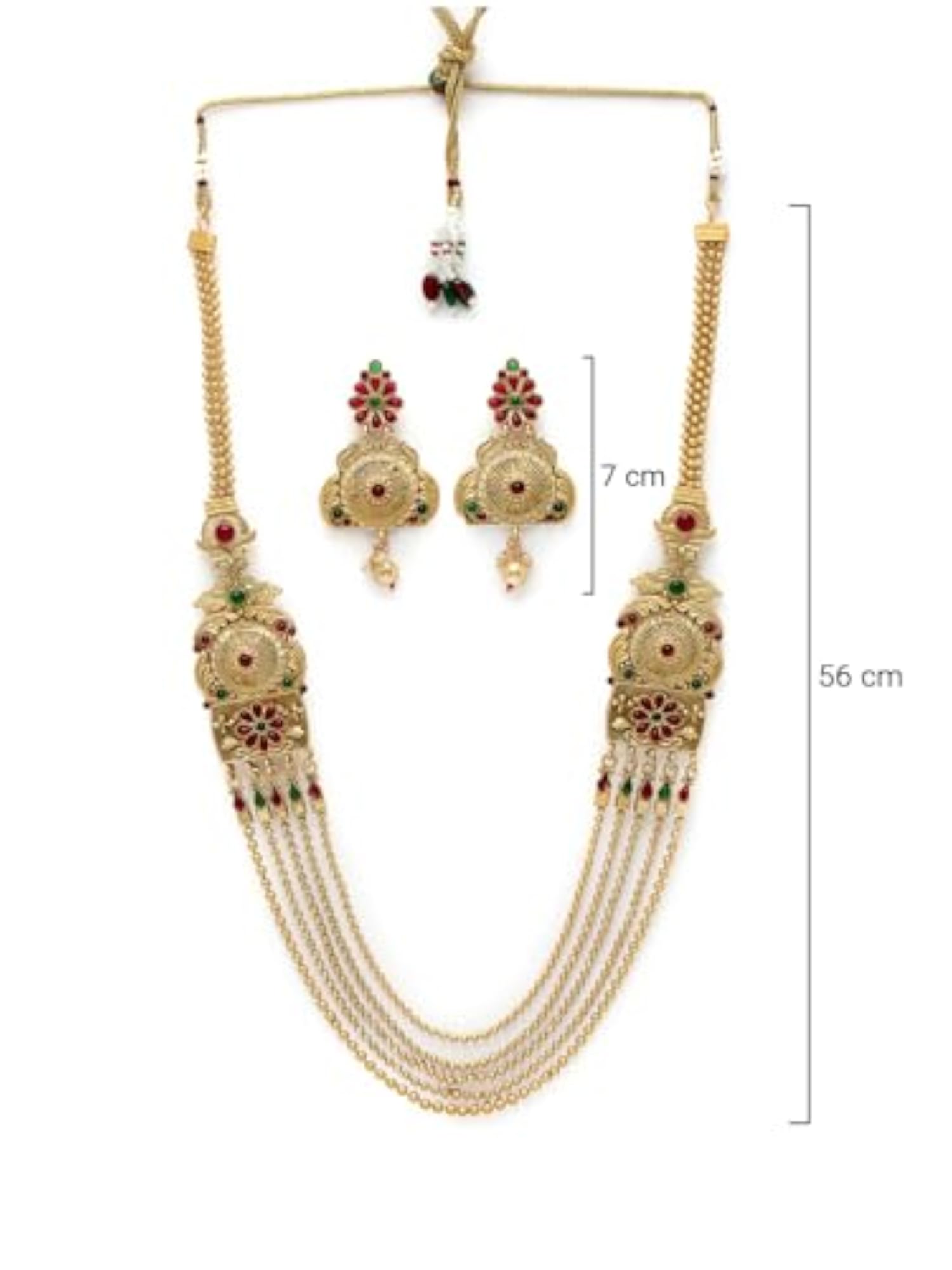 Kundan Studded Rani Haar Necklace Set with Earrings