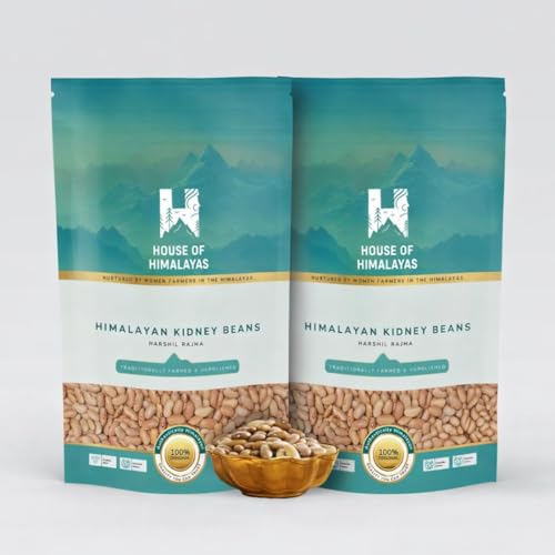 Image of House of Himalayas Harshil Rajma 1kg (500g x 2), Authentic Off-White Kidney Beans from Uttarakhand, Quick-Cooking, Creamy Texture, Unpolished, Natural and Chemical-Free