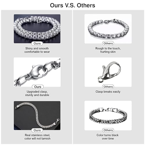 Image of THE MEN THING REINFORCED - 7mm Stainless Steel Bracelet, American Style - Hip Hop Biker Bracelet 8 inch with Lobster Claw Buckle for Men & Boys