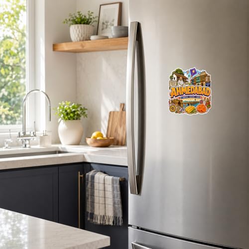 Image of Zesta Wooden Fridge Magnets Set | Refrigerator Decor Magnets for Kitchen | India Souvenir Fridge Magnet Collection | Wooden Magnet for Fridge Door Decoration (Ahemdabad)
