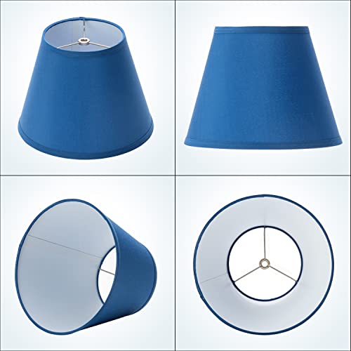 Navy Blue Lamp Shades Set Of 2, Small Fabric Lampshade Replacement For Table Lamps, Hand Craftedn Barrel Spider Lamp Shade With 2 Pack Lamp Harp And Finial, 6X10X7.5 Inch #TOP3