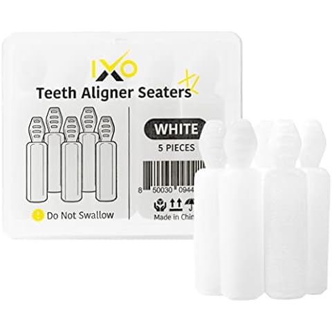 IXO XL Aligner Seater Chewies with Grip Handle for Invisalign Trays - Unscented, 5-Pack, with Storage Case Cover