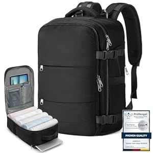 Cabin Bags for Ryanair 40x20x25 Underseat Travel Bag 12 Pockets Hand Luggage Bag Cabin Bag with Separate Shoe Pocket for Women & Men Carry on Bag, 20L (black, 40x20x25)