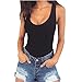 MOLFROA Women's Sexy U-collar Sleeveless Backless Stretch Bottoming Vest Bodysuit Rompers (M,Black)