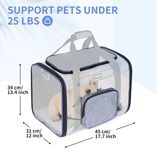 Fostanfly Cat Carriers for Large Cats 20 lbs, Dog Carriers for Small Dogs, TSA Approved Pet Carrier for Medium Cats Under 25 Dog Travel Bag with Big Pocket,4 Ventilated Windows, 3 Doors