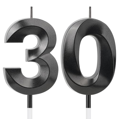YEAAGE Black Number 30 Candles 30th Birthday Decorations for Him & Her