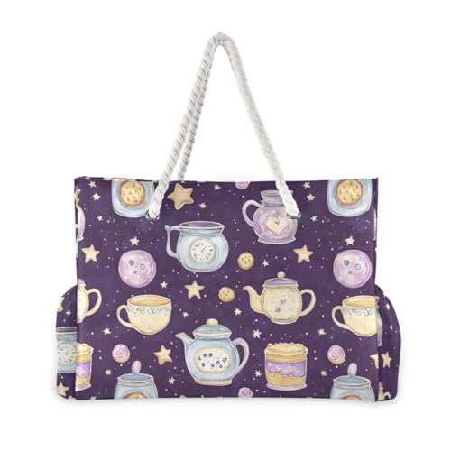 Coffee Mugs Beach Bag & Travel Tote Bag Large Sandproof with Zipper Closure, Wet Pouch for Swim Gym Travel, Lightweight Foldable Outdoor Bag2