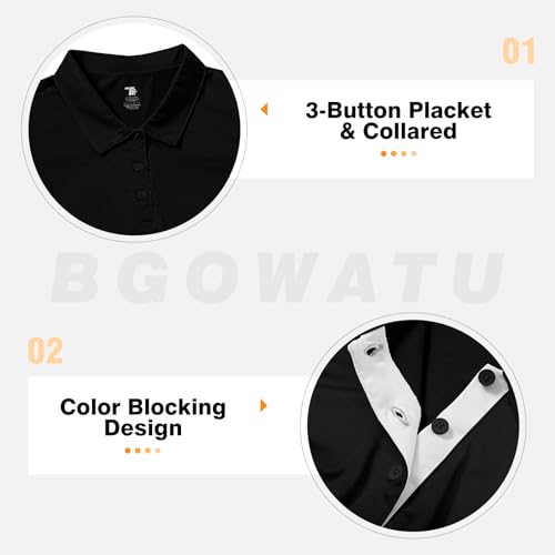 Image of BGOWATU Women's Golf Shirts Sleeveless Polo Shirts Collared 3 Buttons Tennis Tank Tops UV Protection Quick Dry