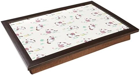 Penguin Home® Lap Tray with Bean Bag Cushion | Silky & Cushioned Laptop Desk | Padded Lap Tray for Eating | Portable Cushioned Stand for Study, Breakfast,Lunch, Dinner, TV Tray | Design-Dogs & Flowers
