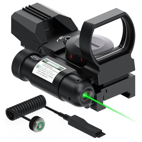 Feyachi RSL-88 Reflex Sight - 4 Reticle Red & Green Dot Sight Optics with Integrated Green Laser Sight Less Than 5mW Output with Pressure Switch Cover