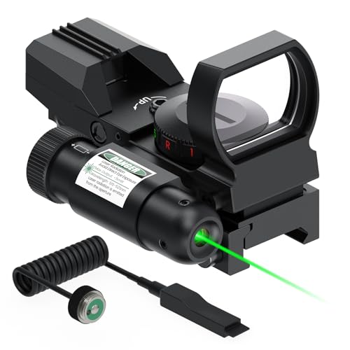 Feyachi RSL-88 Reflex Sight - 4 Reticle Red & Green Dot Sight Optics with Integrated Green Laser Sight Less Than 5mW Output with Pressure Switch by Feyachi - Used condition - US$29.02