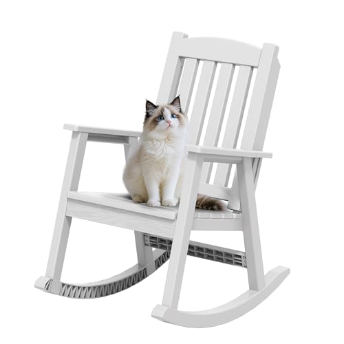 Greesum Outdoor Rocking Chair, 300lbs, All-Weather, White