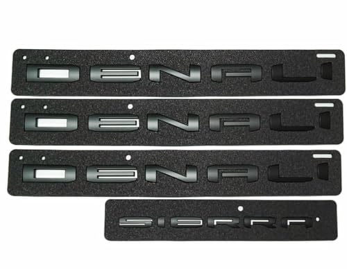 Image of 4Pcs Kit 19-22 Sierra Denali Letters Emblems 3D Badge Nameplate Decal Sticker 1500 HD 2500 HD 3500 hd AT4 Replacement for Sierra Denali (Matte Black)
