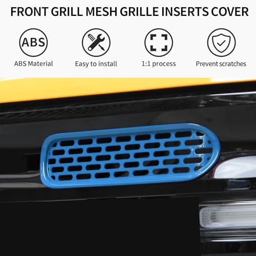 Image of Front Grill Mesh Grille Inserts Cover Frame Trims Kit 6Pcs Fit for Ford Bronco 2021-2024 2 /4 Door Exterior Accessories (Light Blue