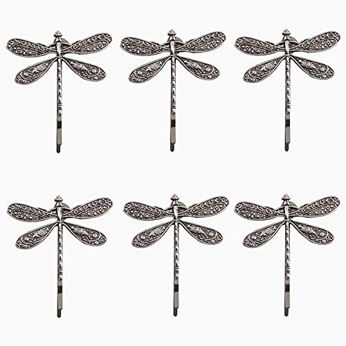 6 Pcs Dragonfly Hairpin Retro Hair Clips Cute Hair Styling Pins for Women and Girls (Silver)