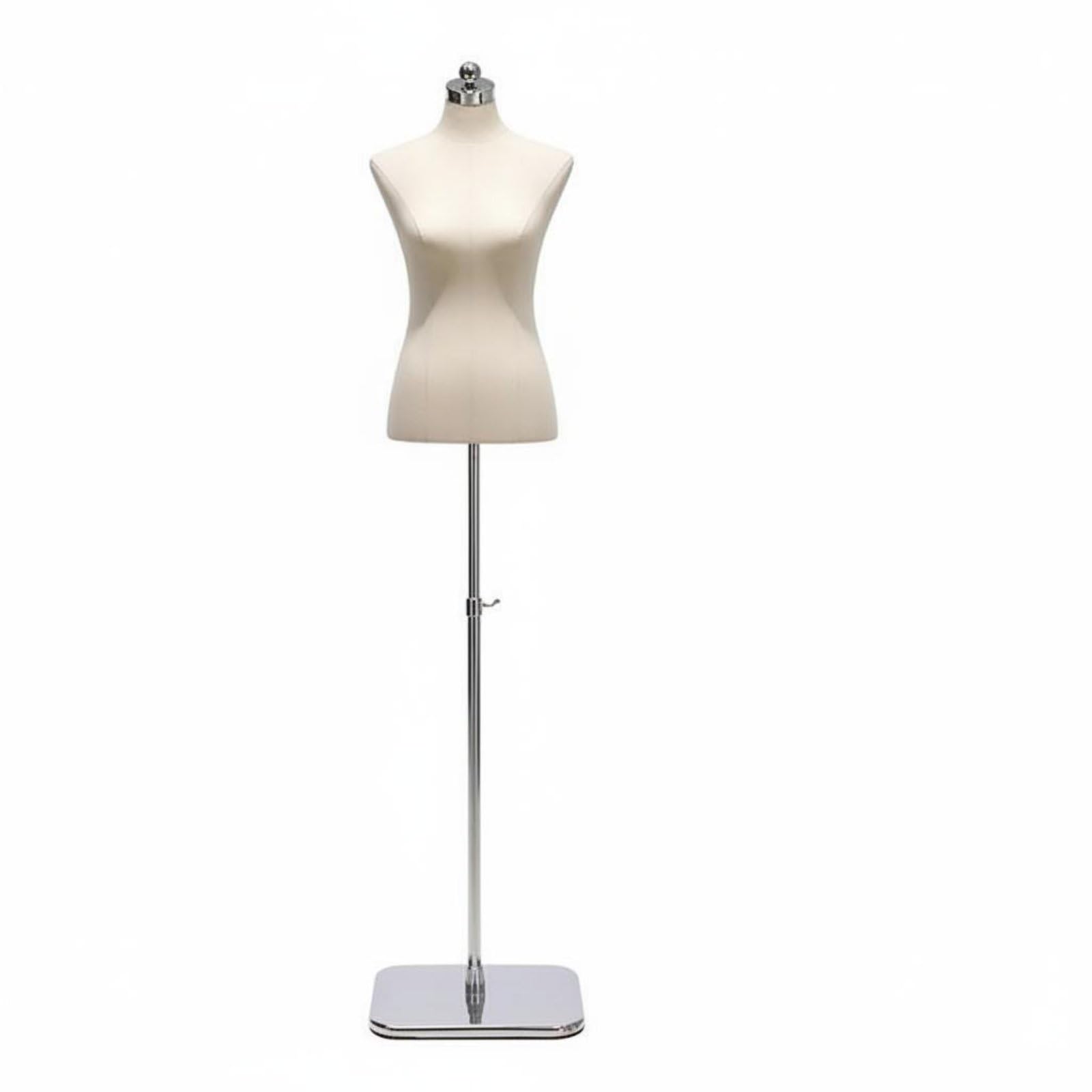 Manichino Donna Manichino da Cucito Torso Femminile Busto Espositivo Corpo in Schiuma Rivestito Tessuto per Fitting , Argento , Base Quadrata A Specchio Argento