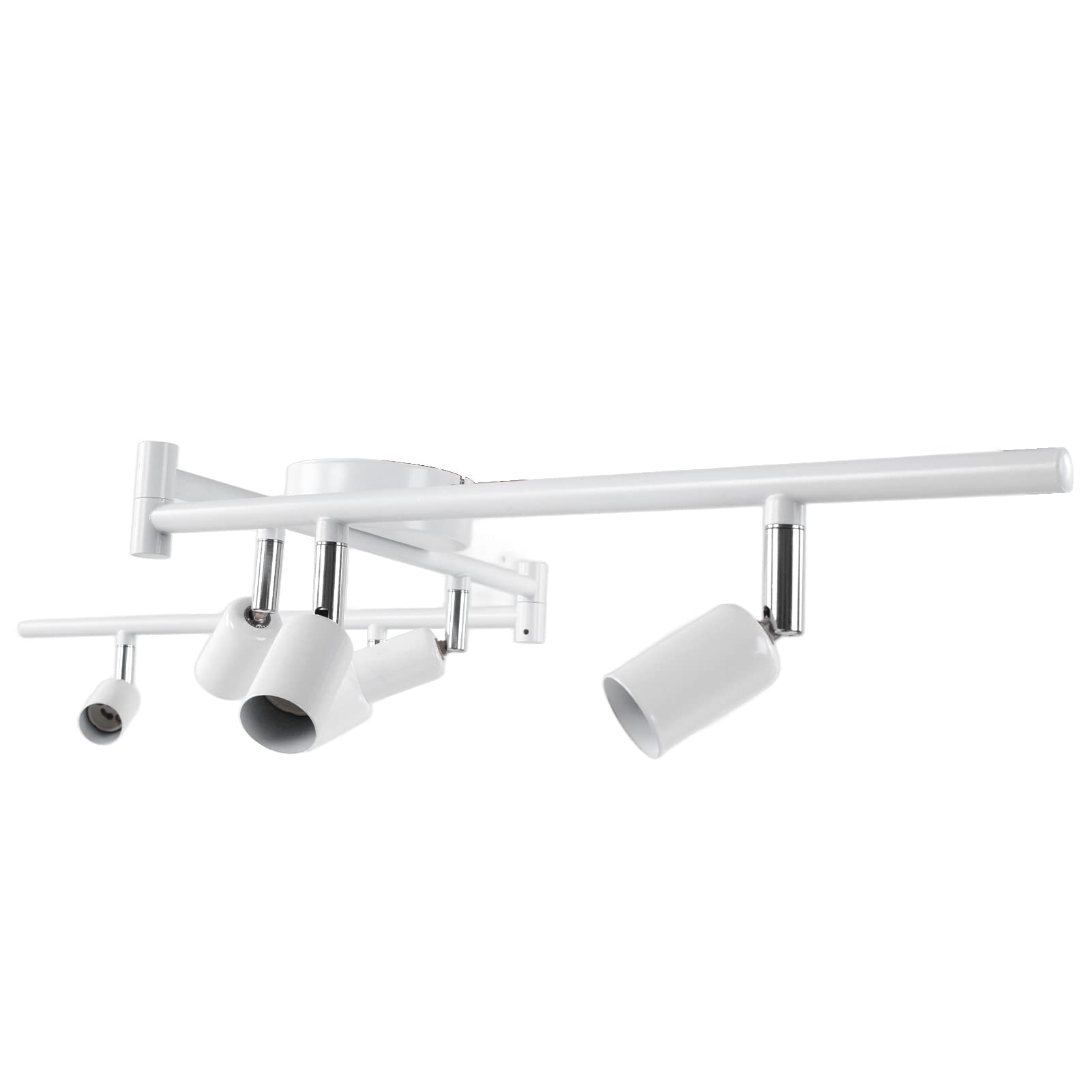 Sxhlseller Kit Illuminazione a Binario a 6 Vie, Faretto da Soffitto Girevole con Prese Base GU10 in Metallo Bianco per Camera da Letto, Soggiorno, Showroom, Sala Espositiva e Ufficio (WHITE)