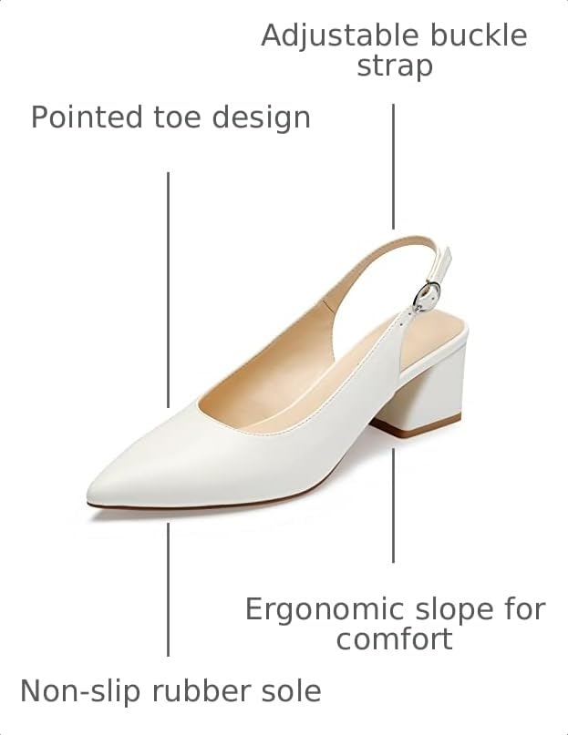 Image of GENSHUO Women's Slingback Closed Toe Block Chunky Low Heel Pumps - 2.36 Inches Office Wedding Party Dress Shoes