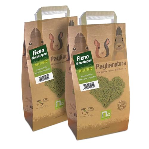Paglianatura Kit de 2 Piezas, Bolitas de heno de Paja de 3 kg, pienso Compacto para Conejos y roedores, Rico en Fibra y Saludable para la digestión