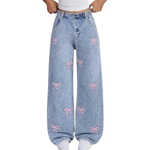 Baggy Jeans for Girls Cute Y2K Fashion High Waist Wide Leg Pants 5-14 Years