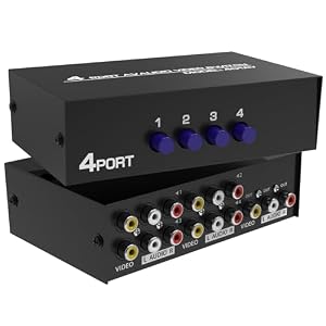 Fosmon 4-Wege RCA-Splitter und AV-Umschalter Box mit 0.8m Patchkabel