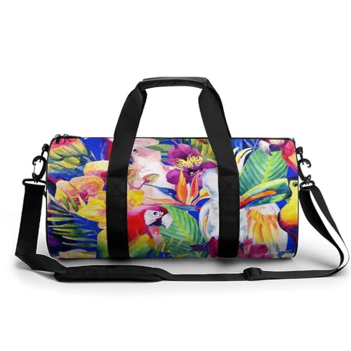Sac de sport gym perroquet à fleurs pour organiser facilement vos voyages 45cm