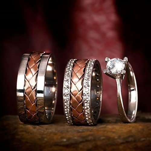 Rose Gold Ehering Sets Stricken Silber Paar passende Ehering Set Personalisierte Mann und Frau Silber Ehering Set