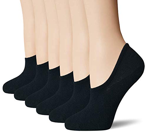 BERING No Show Socks Womens Thin 6 Pairs for Flats Slip On Sneakers Low Ankle Footies Socks, Size 6-9, Black