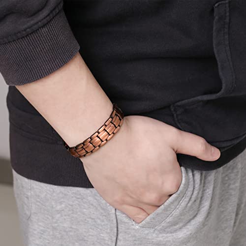 Feraco Men's Copper Magnetic Bracelet Elegant 99.99% Solid Copper Bracelets With Double-Row Strong Magnets (Copper) #TOP7