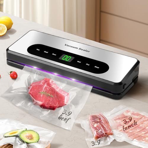 8 in 1 Food Saver Vacuum Sealer Machine, Multi-function Food Sealer Built-in UV Cutter/Bag Storage Act on Dry Wet oil Crispy, Vacuum Sealer Kit Attached 1 Bag Rolls/20 Vacuum Bag/Marker Pen - Image 8
