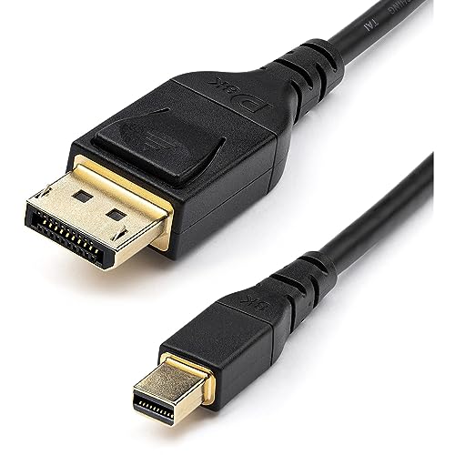 StarTech.com Cable Adaptador de 2m Mini DisplayPort a DisplayPort 1.4 Certificado por VESA - HDR de 8K 60Hz HBR3 - Cable mDP a Super UHD a DP 1.4 - Ultra HD 4K 120Hz - Cable de Vídeo (DP14MDPMM2MB)