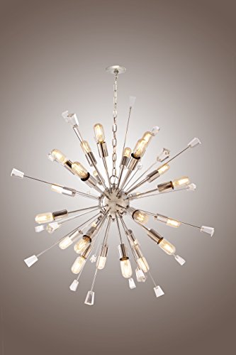 Mid Century Italian Starburst Chandelier 24 Light Edison Bulb Sparkling Sputnik #TOP12