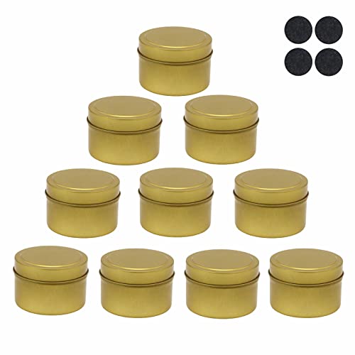 HSNAXingLife Kerzenglas, Aufbewahrungsbox für Kerzen, 10 Kerzenbehälter mit Deckel, 120 ml, Eisen, rund, einfache Mode (golden) Cover