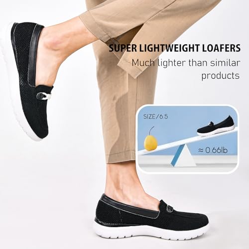 Image of Buyrew Loafers for Women - Comfortable Mesh Knit Slip On Walking Shoes with Arch Support - Dressy Business Casual Work Flats for Standing All Day - Lightweight Breathable Penny Loafers
