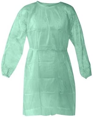 Personal Touch Health Care Apparel Universal Size (OSFM) Green Disposable Isolation Gowns - Latex-Free Gown is Fluid Resistant with Knitted Cuffs Medical & PPE Gowns - Ideal Protection (10 Pack)