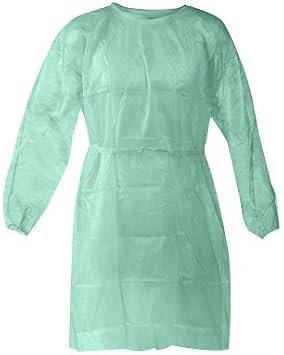 Personal Touch Health Care Apparel Universal Size OSFM Green Disposable Isolation Gowns - Latex-Free Gown is Fluid Resistant with Knitted Cuffs Medical & PPE Gowns - Ideal Protection 10 Pack