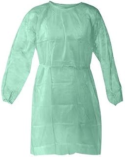 Personal Touch Health Care Apparel Universal Size (OSFM) Green Disposable Isolation Gowns - Latex-Free Gown is Fluid Resistant with Knitted Cuffs Medical & PPE Gowns - Ideal Protection (10 Pack)