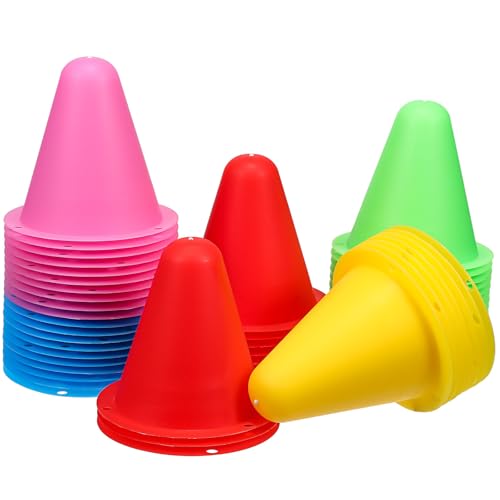 ULTECHNOVO Cônes Couleur Aléatoire Légers et Stables de Sport en Plastique 50 pour Entraînement Garçon et Filles, Exercices Basketball et Entraînement en Salle ou