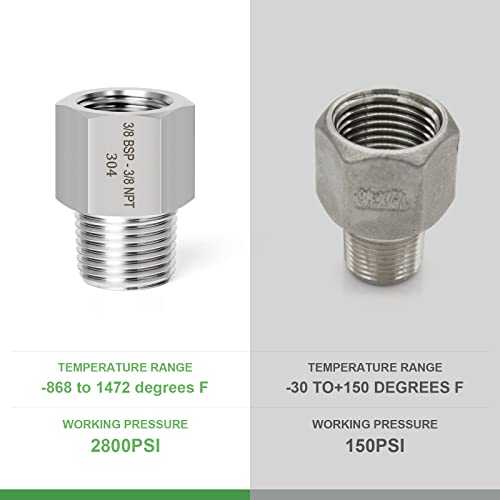 TAISHER 5PCS Forging of 304 Stainless Steel Fitting, Reducer Adapter, 3/8" NPT Male x 3/8" G Thread (BSP) Female by TAISHER - Used condition - Image 4
