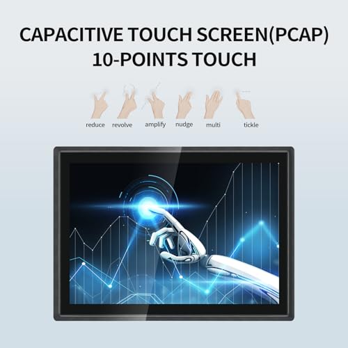 Image of 21.5 Inch Industrial Embedded Touchscreen Monitor, Ratio 16:9 Embedded Display, Built-in Speakers, IP65 Front, Features HD /VGA /DVI /USB Ports