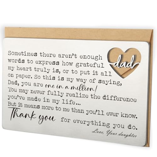 YODOCAMP Dad Appreciation Wallet Card, Thank You Gift from Daughter, Encouraging Greeting Card for Father, One in a Million Message, Pocket Size Appreciation Card QBK19
